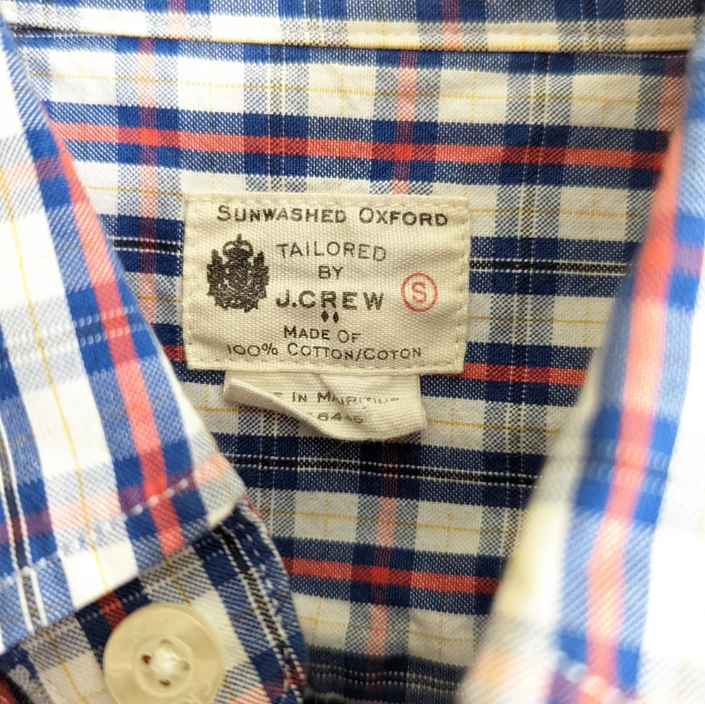 J. Crew | Sunwashed Oxford | Men's Plaid Long Sleeve Button Front Shirt